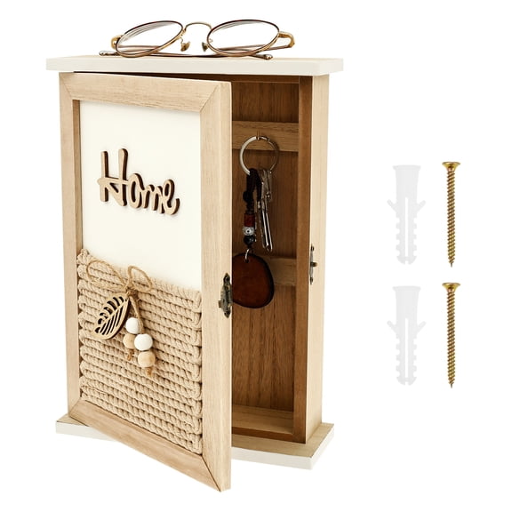 Threns Vintage Wood Key Box Holder With Lock Flexible Placement Aesthetic Key Storage Cabinet for Entrance Hallway Living Room