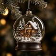 thumbnail image 4 of ZENVIVE Festive Christmas Hanging Ornament, 3.5 Inch Acrylic Snow Globe With A Twisted Cord, Snowy Winter Cabin Decor For Tree Mantel Window Shelf, Deer Duo Cabin, 4 of 8