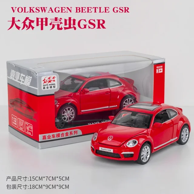 1:32 Volkswagen Beetle GSR Modèle de Voiture à Rétrofriction en Alliage Discast Rue Métal Voitures d'Affaires Modèle Jouet pour Enfants A134 Rouge en Boîte