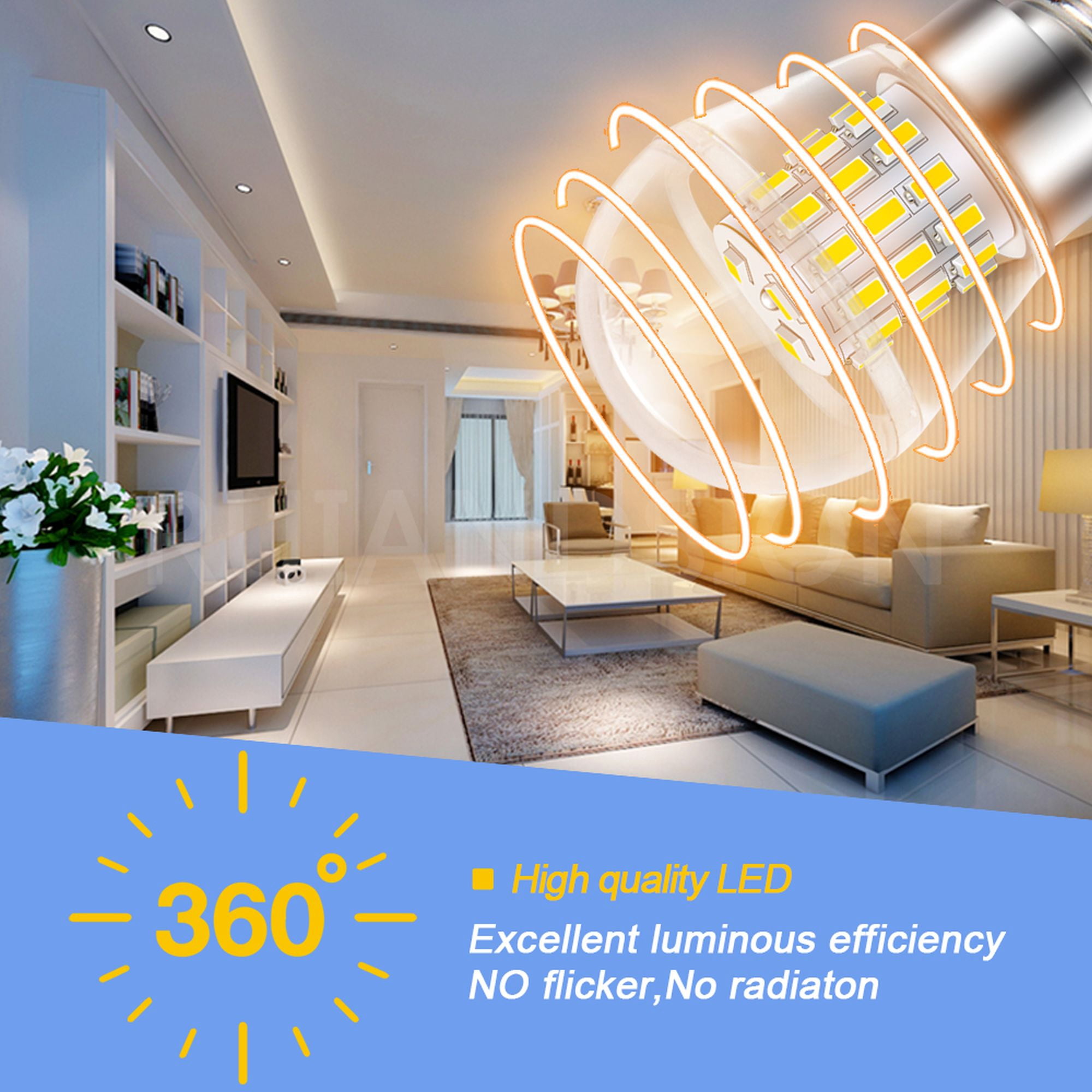 Ruiandsion E12 Small Base LED Bulb 1000 LM 3000K Warm White Wide Voltage 10V-30V Polarity Free for Decorative Lighting,(Pack of 5)