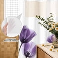 thumbnail image 3 of No Hook Shower Curtain, Purple Tulip Floral Shower Curtains for Bathroom with See Through Top Window, Pastel Country White Wildflower Waterproof & Washable Bath Curtain Extra Long 72"x84", 3 of 9