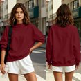 thumbnail image 6 of Oversized Mock Neck Long Sleeve Sweatshirt for Women Relaxed Fit Solid French Terry Pullover Casual Daily Loungewear Tops, 6 of 6