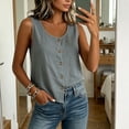 thumbnail image 6 of Tank Tops for Women Sleeveless Round Neck Solid Color Button Shirts, 6 of 8