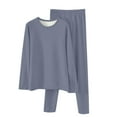 thumbnail image 2 of Rohuuque Men's Thermal Long Johns Set Crew Neck No Show Thermal Set Velvet Lining Stretch Dual Color Winter Wear Blue, 2 of 5