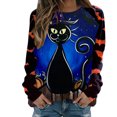 thumbnail image 1 of Moda mujer Casual Halloween impreso manga larga cuello redondo sudadera Tops blusa Pompotops FGAJ6054, 1 of 5
