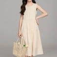 thumbnail image 6 of BFHHYA Girls Summer Maxi Dress Puff Short Sleeve A-Line Flowy Dress Casual Sundress with Ruffle Hem for Teens Girls 8-14 Y, 6 of 8