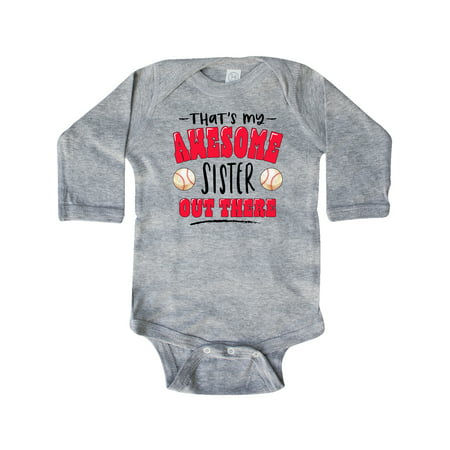 

Inktastic That s My Awesome Sister Out There with Baseballs Gift Baby Boy or Baby Girl Long Sleeve Bodysuit