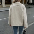 thumbnail image 4 of Women's Winter Loose Fit Cropped Wool Coat Double Breasted Dressy Short Blazer Jacket Peacoat Khaki M, 4 of 5