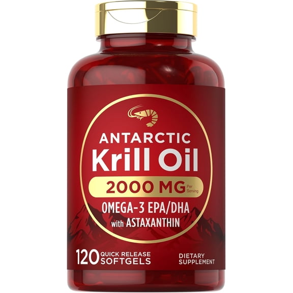 Antarctic Krill Oil 2000 mg | 120 Softgels for Men and Women | Omega-3 with Astaxanthin | by Carlyle