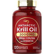 Antarctic Krill Oil 2000 mg | 120 Softgels for Men and Women | Omega-3 with Astaxanthin | by Carlyle