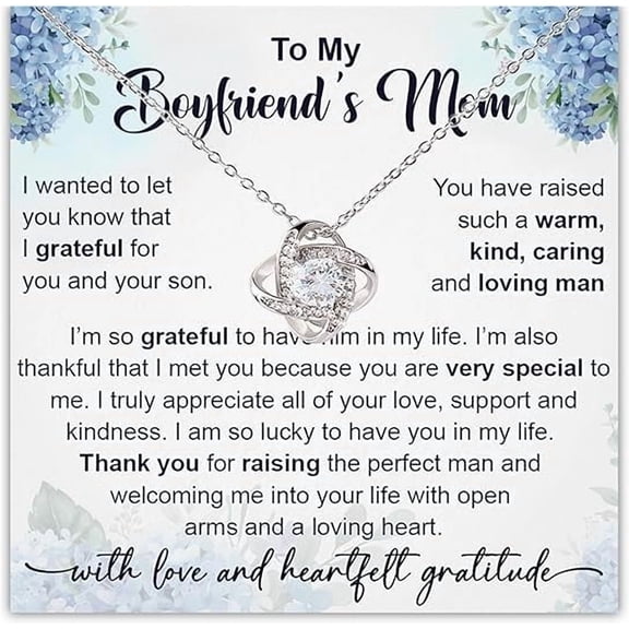 Birthday Gift for Boyfriends Mom, Love Knot Necklace for Women, Valentines Day Gift for Boyfriend's Mom with Personalized Card, Future Mother In Law Gifts