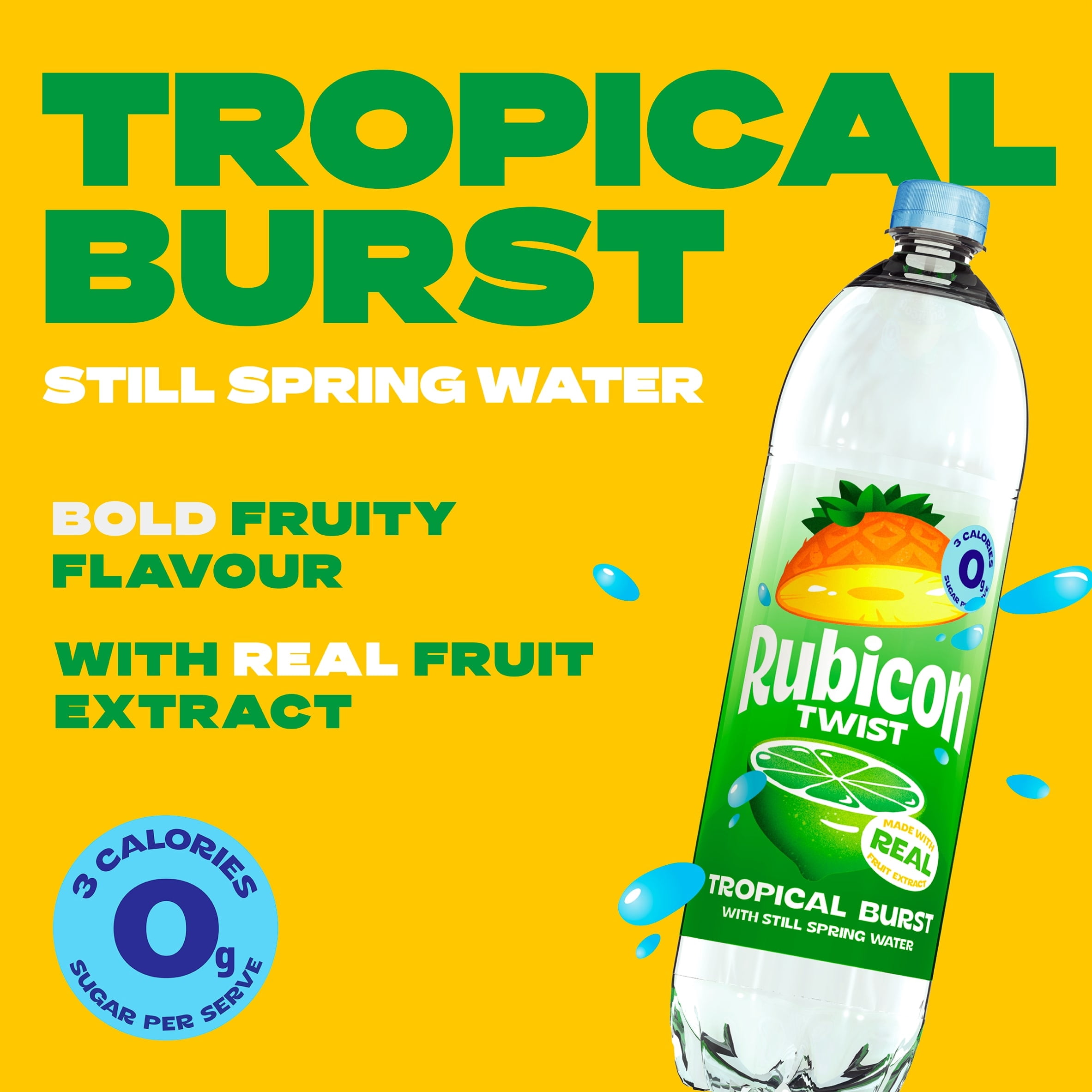 Rubicon Twist Tropical Burst Still Flavoured Spring Water 1.5L, Imported from Britain