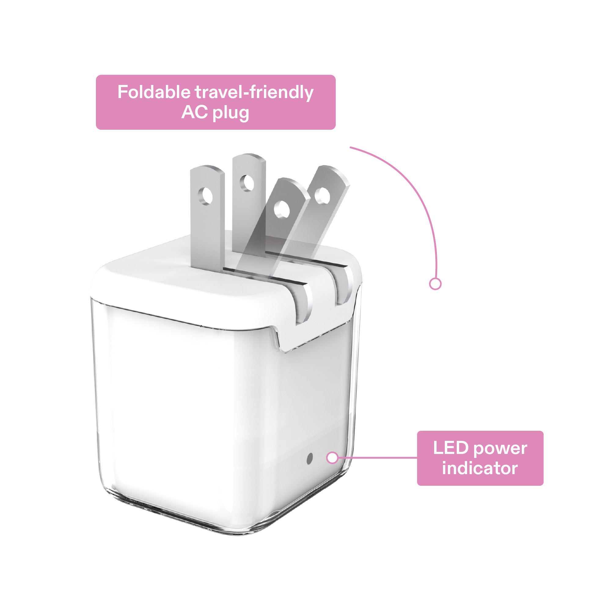 Cargador de pared onn de 32W con doble puerto USB-C y USB-A, carga rápida, certificado USB-IF, enchufe plegable, compatible con iPhone, iPad, AirPods, Samsung Galaxy, Note, Pixel y más - Blanco 4