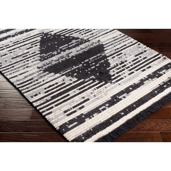 Hauteloom Safa Hallway, Kitchen Runner Rug - Bohemian, Transitional - High Pile - Black, Light Gray, Cream - 2'7" x 7'3"