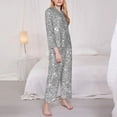 thumbnail image 4 of Disketp Pajamas Set Long Sleeve Sleepwear Womens Button Down Nightwear Pj Sets-Glittersilver, 4 of 9