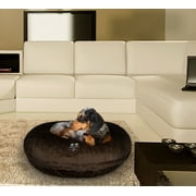 Angle View: Bessie and Barnie Signature Mid Shag Brown Forest Luxury Extra Plush Faux Fur Bagel Pet/ Dog Bed