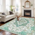 thumbnail image 2 of Area Rug for Living Room, Turquoise Boho Non-Slip Indoor Large Carpet for Bedroom/Dining Room, Vintage Abstract Art Floral Ethnic Tribe Washable Low-Profile Rectangle Floor Runner Rugs - 5 x 8 Ft, 2 of 8