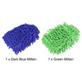 thumbnail image 3 of Uxcell Large Double-Side Microfiber Soft Chenille Dusting Mitten Dark Blue Green 2in1 Set, 3 of 5