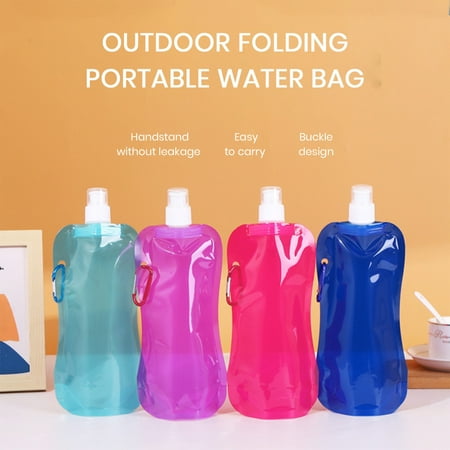 

Xinhuadsh Collapsible Water Bottle 480ml BPA Free Reusable Water Pouch Hiking Camping Travel Sports Folding Water Bag Portable Leak-Proof Drinking Bottle Outdoor Accessories