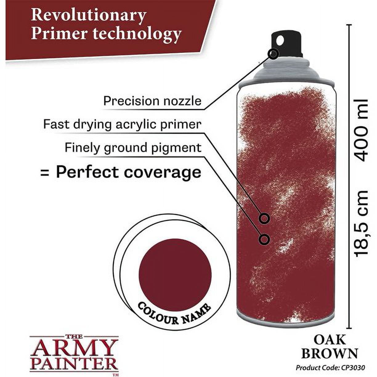 The Army Painter Color Primer Spray Paint, Oak Brown, 400ml, 13.5oz - Acrylic Spray Undercoat for Miniature Painting - Spray Primer for Plastic Miniatures