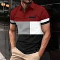 thumbnail image 2 of LRGSHF Summer Polo Shirts for Men Cozy Short Sleeve Collared Tops Classic FitColor Block Vacation Outfit Red L, 2 of 4