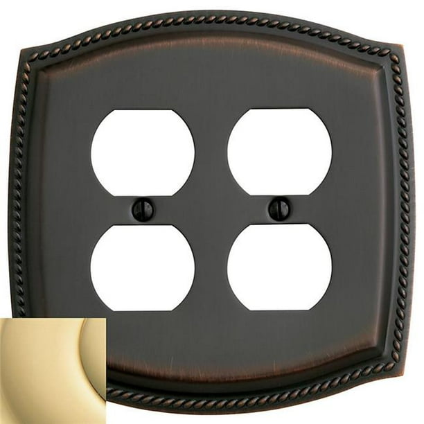 Baldwin 4794030 Double Outlet Rope Switch Plate, Bright Brass Walmart