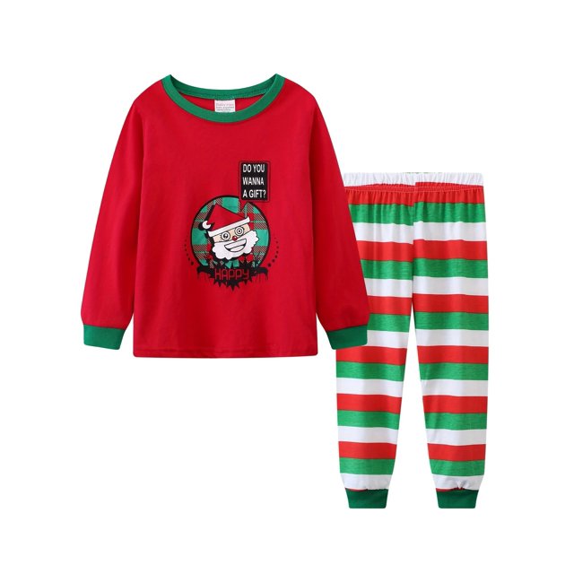Conjunto de pijama de manga larga con estampado navideño para niñas para invierno