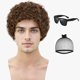 thumbnail image 1 of Peluca Tereshar para hombre, rizada, afro, marrón, con gafas de los años 70 y 80, 1 of 8