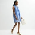 thumbnail image 4 of Women's Robbie Bee Ruffle Neck A-Line Dress Color: Blue Size: LARGE, 4 of 4