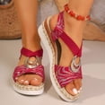 thumbnail image 6 of HomeDM Women's Wedge Sandals Espadrilles Platform Open Toe Ankle Strap Comfort Wedges Heels Summer Beach Shoes, Red Size 6, 6 of 9