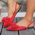thumbnail image 2 of Domzle Womens Slingback Flats Pointed Toe Bow Ballet Flats Comfortable Slip On Work Party Dress Shoes Red, 2 of 10
