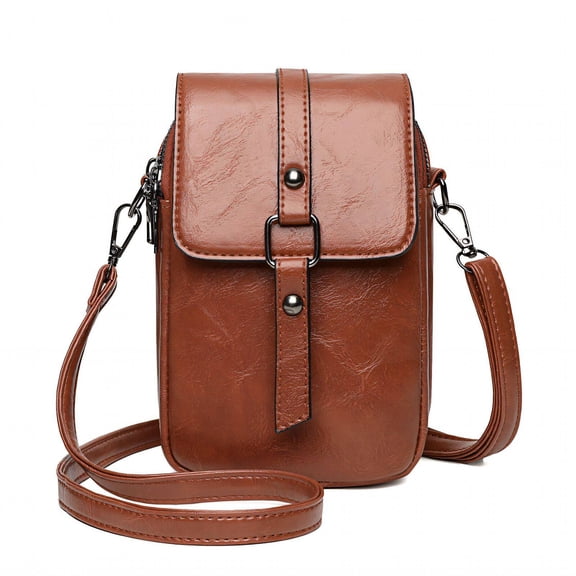 ELORIAH Crossbody Bags for Women Sewing Line Small Purses Large Capacity Small Handbags for Women with Headphone Jack Crossbody Purse Detachable Hook Small Shoulder Bag 13*6*20cm,Brown