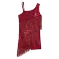 thumbnail image 4 of inhzoy Girls Sequins Ballroom Costumes Tassel Latin Dance Dress Burgundy 6, 4 of 5