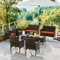 thumbnail image 4 of Costway 8 PCS Patio Furniture Set with Washable Cushions and Tempered Glass Coffee Table Orange, 4 of 9