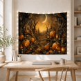 thumbnail image 5 of Crescent-Marked Pumpkins Along a Moonlit Forest Path, Mystical Gothic for Dark Art Lovers, Autumn Forest Decor, Halloween Gift, Tapestry Wall Hanging for Bedroom and Studio, 5 of 7
