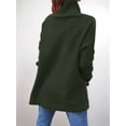 thumbnail image 4 of Women'S Turtle-Neck Oversized Sweaters Long Batwing Sleeve Spilt Hem Tunic Pullover Knit Tops Army Green XXL, 4 of 5