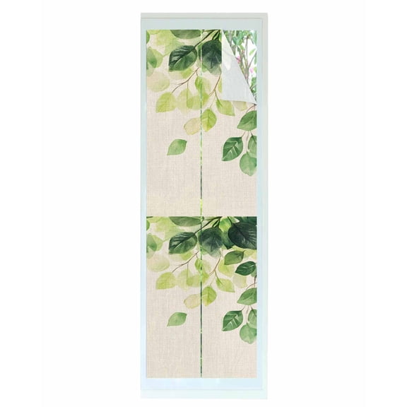 Window Privacy Film Summer Eucalyptus Leaf Stained Glass Window Film Decorative Sun Block Window Cover Vintage Spring Nature Vines Window Clings Static Adhesive Sticker for Bathroom 23.6"x78.7"