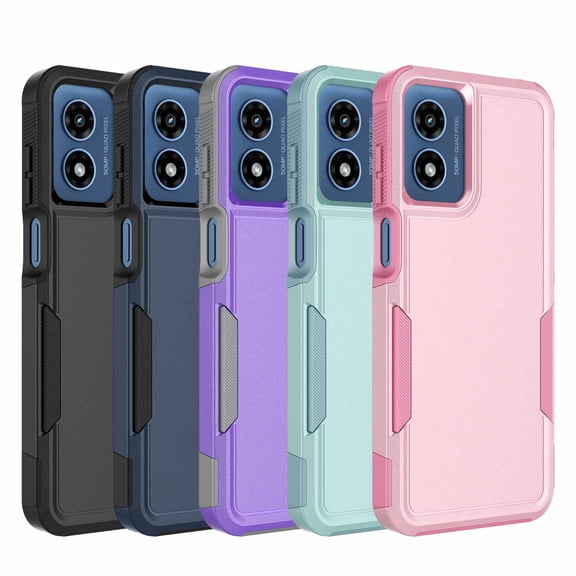 For Motorola Moto G Play 4G 2024 Case，Sturdy Durable Cover Cute Bumper Case for Moto G Play 4G 2024，Njjex Military Grade Protection Dual Layer Shockproof Heavy Duty Rugged Phone Case - Pink