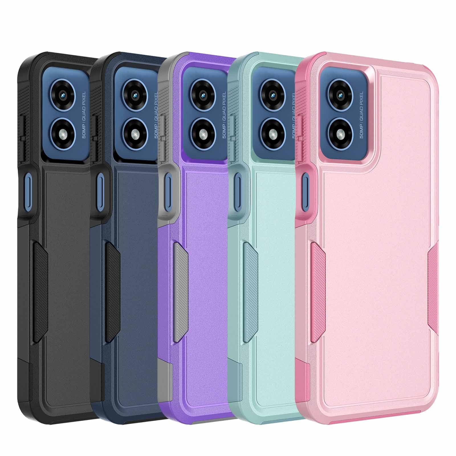 For Motorola Moto G Play 4G 2024 Case，Sturdy Durable Cover Cute Bumper Case for Moto G Play 4G 2024，Njjex Military Grade Protection Dual Layer Shockproof Heavy Duty Rugged Phone Case - Pink