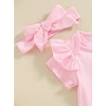 thumbnail image 5 of Infant Baby Girls Summer Outfit Short Sleeve Rompers and Dot Print Bunny Dress Headband Set, 5 of 8