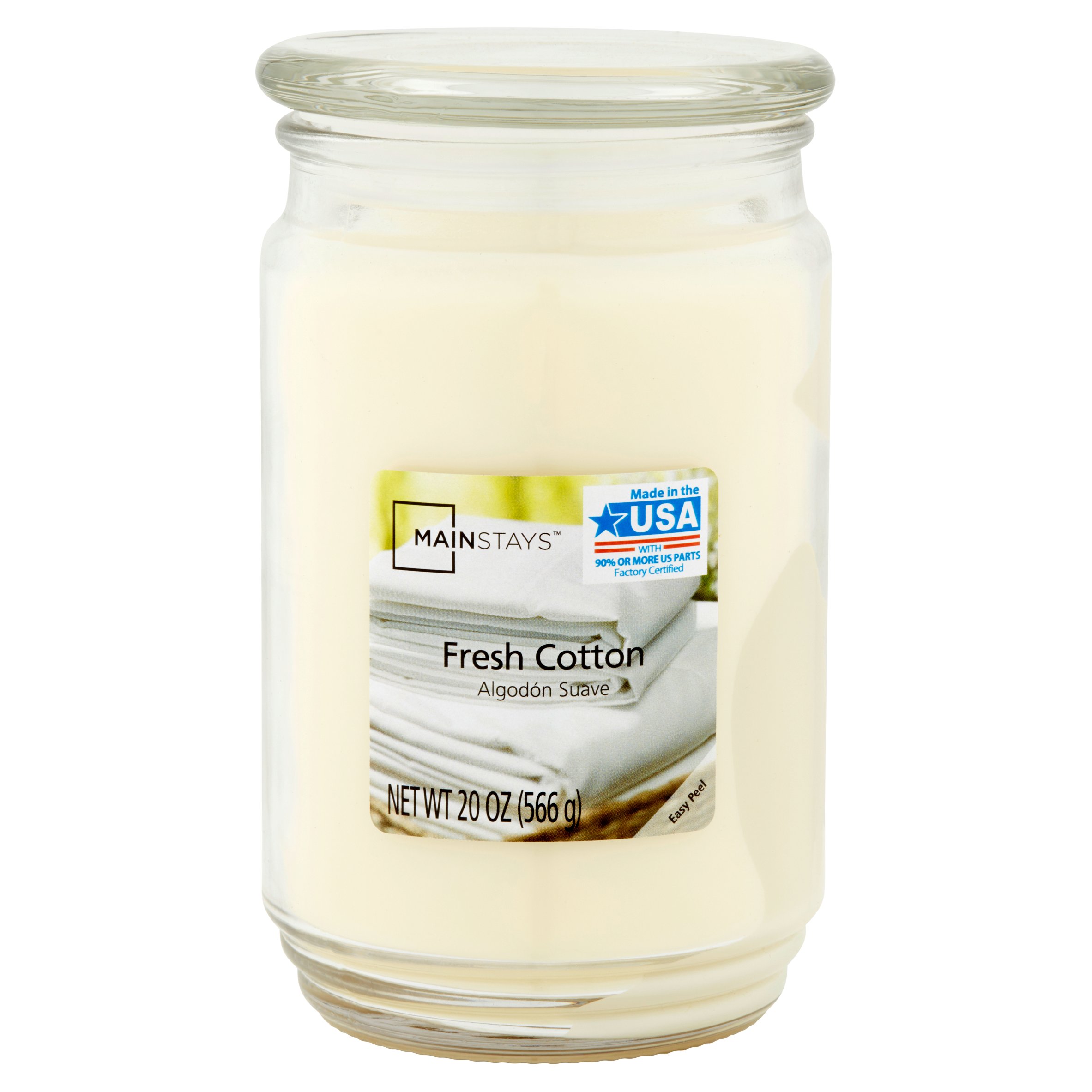 Mainstays Fresh Cotton Single-Wick Jar Candle, 20 oz.