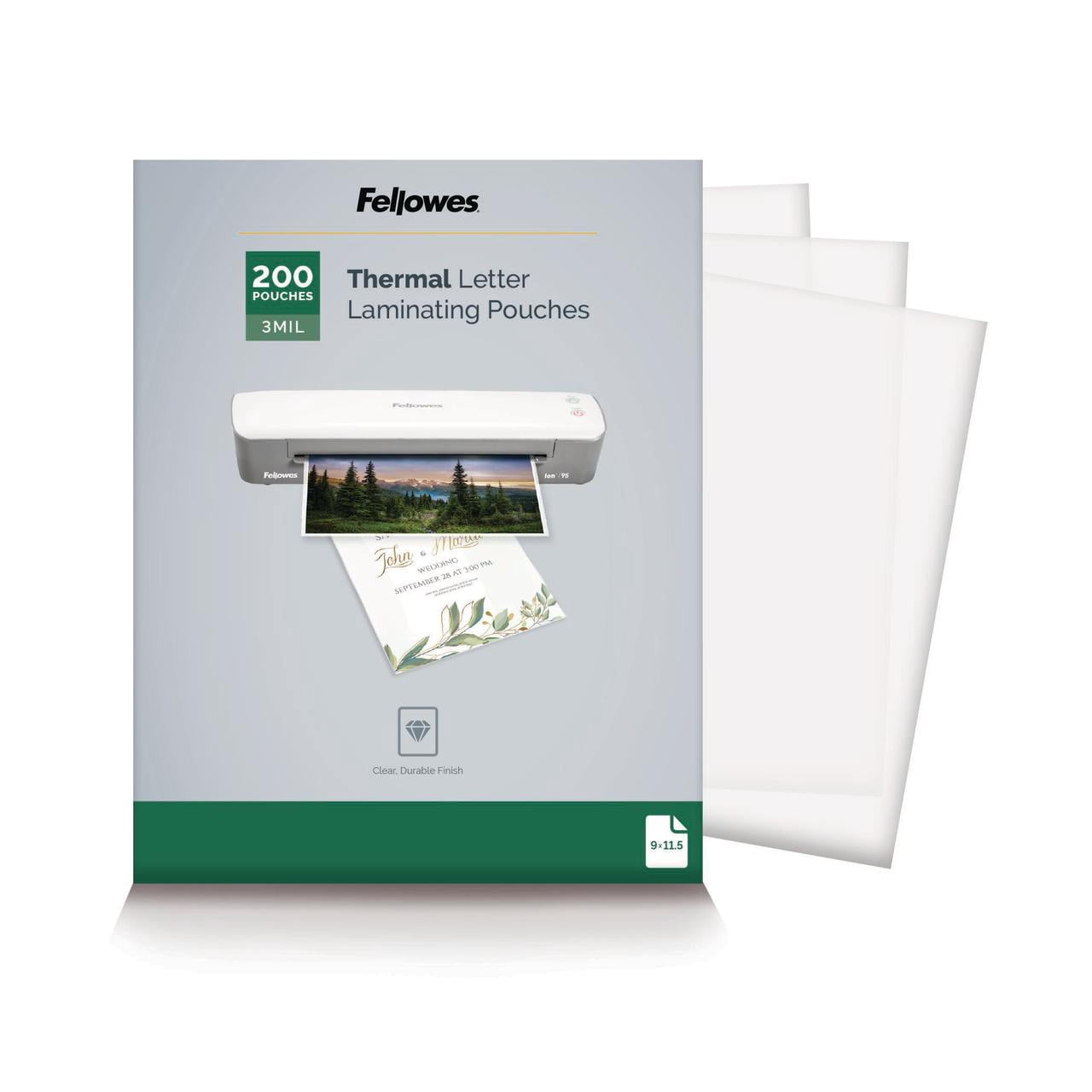 Fellowes Laminating Pouches, 3 mil, 12