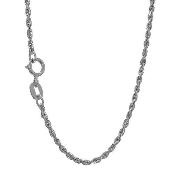 JewelStop 14K White Gold 20in 1.25mm Diamond-Cut Rope Chain