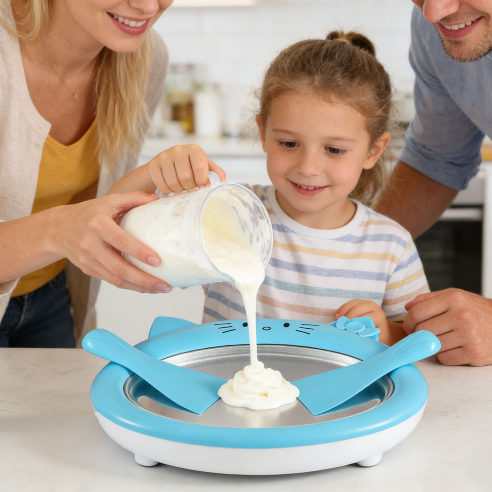Vxdvou Home Mini Ice Cream Maker, Children’s Yogurt Freezer Tray, Compact Ice Cream Maker for Kids, Quick Freeze Yogurt, Ice Cream, Sherbet, and Frozen Treats, DIY Dessert Maker