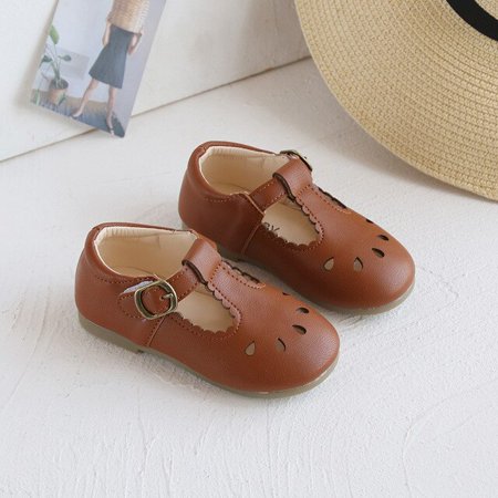 

DancePeanut New Children Leather Shoes Spring Autumn Girls Princess Cut-out Mary Janes Dress Shoes Children Casual Flats Size 16-30