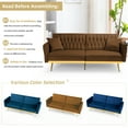 thumbnail image 6 of ACMEASE 70” Velvet Futon Sofa Bed with Adjustable Armrests and 2 Pillows, Convertible Futon Couch, Brown, 6 of 7