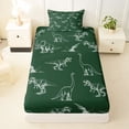 thumbnail image 3 of Feelyou Deep Green Dinosaur Twin Sheet Sets for Boys Men, Retro Line Wildlife Art Bedding, Green, 3-Piece, 3 of 5
