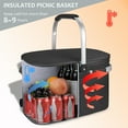 thumbnail image 3 of Tirrinia Large Insulated Picnic Basket, Foldable Bag, 28L Leakproof Portable Basket Set, Black, 3 of 8