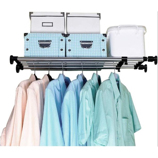 Expandable Closet Shelf Tension Rod Clothes Hanger Storage Rack