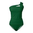 thumbnail image 5 of JIAYUE Women Swimsuit Sets One-Shoulder Asymmetrical Neck Solid Color Two Piece Gathering Tankini Sexy High Waist Bikini Split Skirt Pool Female Swimwear, 5 of 6